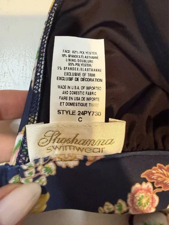 NWT Shoshanna Floral Printed Halter Bikini Top with Chain Blue C Cup $165 [jb] - Picture 5 of 8